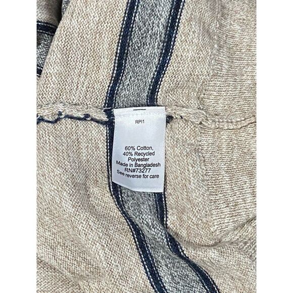 NWT Sonoma XXL Striped Crewneck Sweater Beige Blue Coastal Preppy Minimalist - Picture 5 of 6